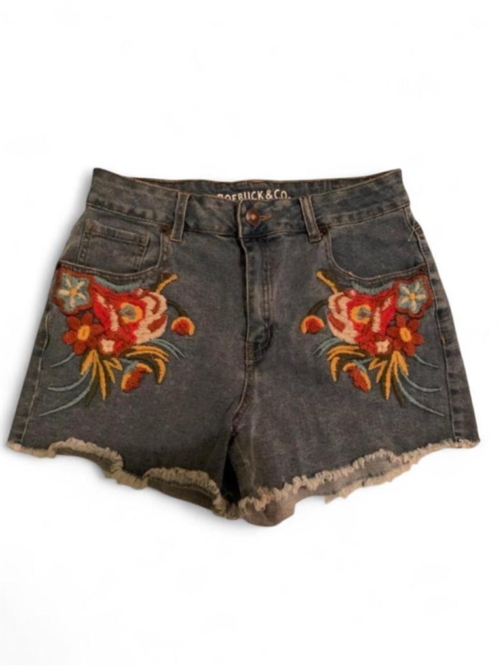 Roebuck & Co. Embroidered Blue Jean Shorts